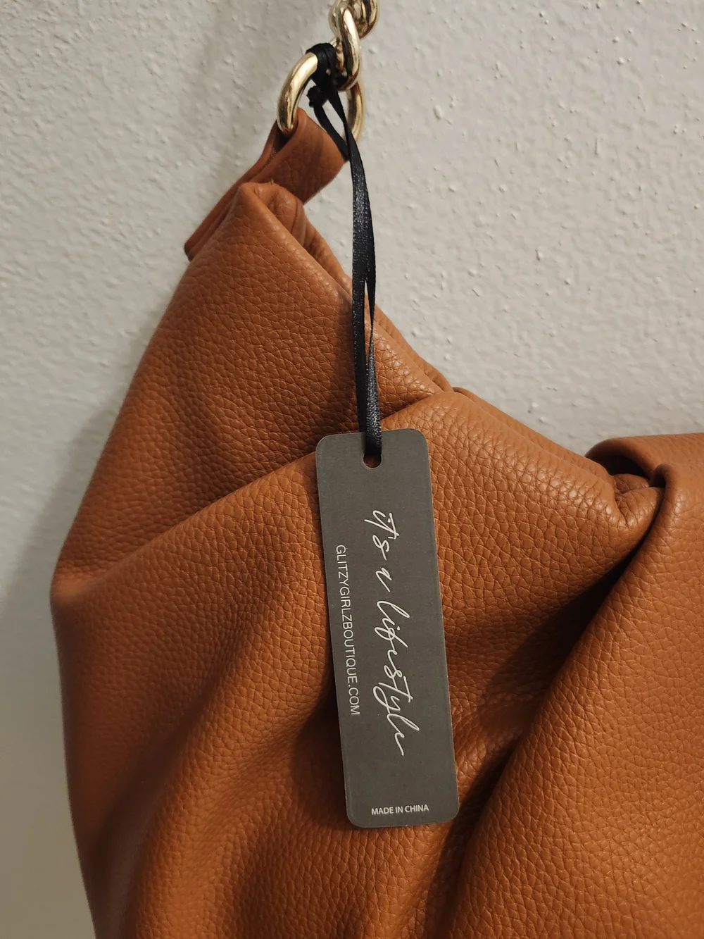 Classic Tan Hobo with Gold Chain Strap